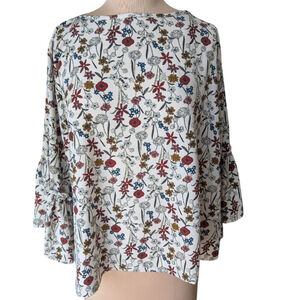 Hopely Floral Boho Flare 3/4 Sleeve Blouse Women's S Made in the USA Cottagecore
